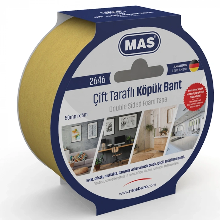 Mas Çift Taraflı Köpük Bant 50 MM x 5 M 2646