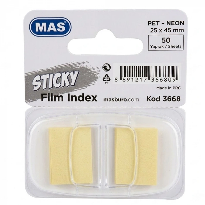 Mas Film İndex Dispenserli PP 24x45 Sarı