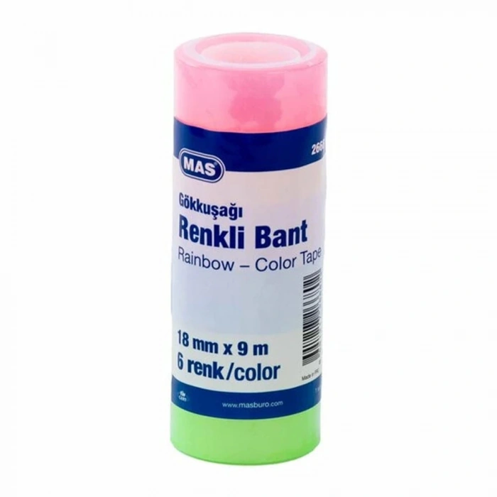 Mas Renkli Şeffaf Bant Seti-18 Mmx9 M-6 Renkli Set 2668
