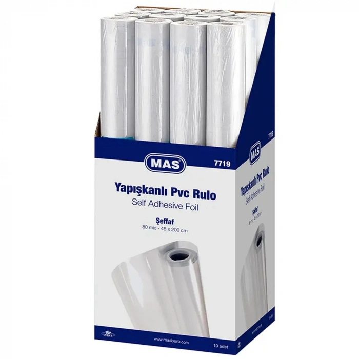 Mas Yapışkanlı Rulo Pvc 80 Mic 45x200 Cm Şeffaf 7719