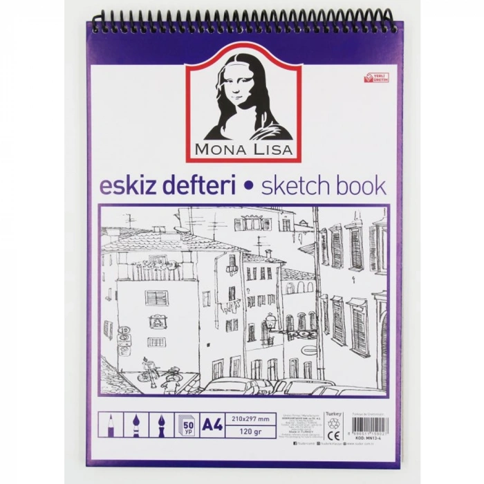 Mona Lisa Eskiz Defteri Telli A4 120 GR 50 YP MN13-4