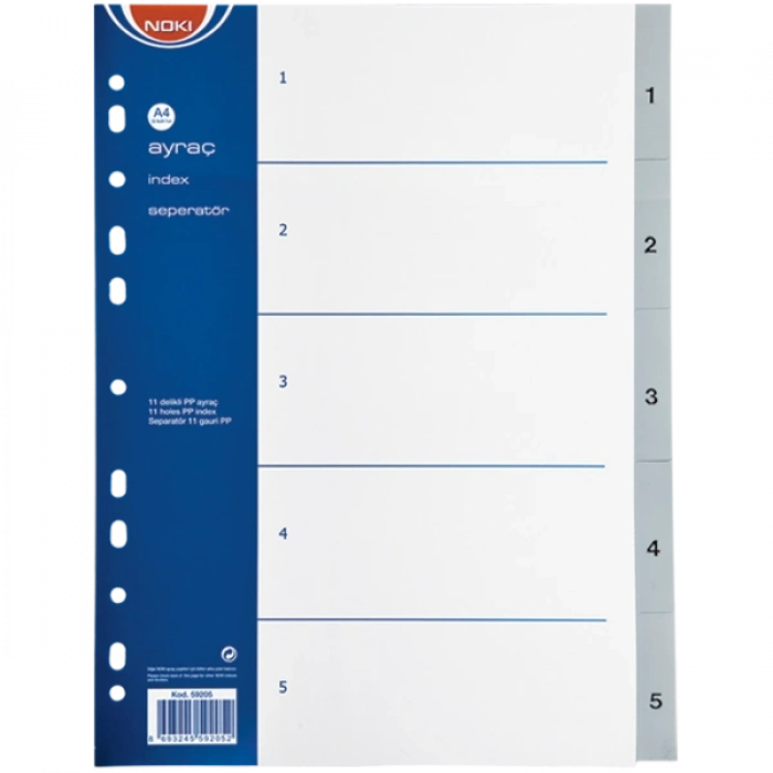 Noki Seperatör 1-5 Rakamlı Plastik A4 59205