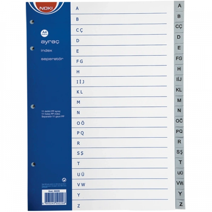 Noki Seperatör A-Z Plastik A4 59229