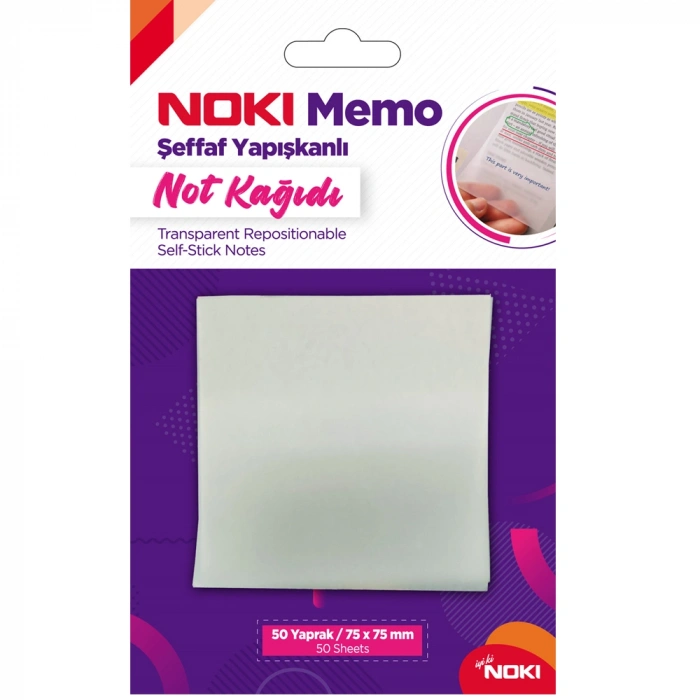 Noki Yapışkanlı Not Kağıdı Memo 50 YP 75x75 Şeffaf 12300