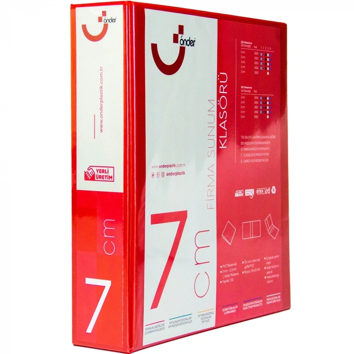 Önder Sunum Klasörü 2 Halkalı 70 MM A4 Kırmızı 2007-2
