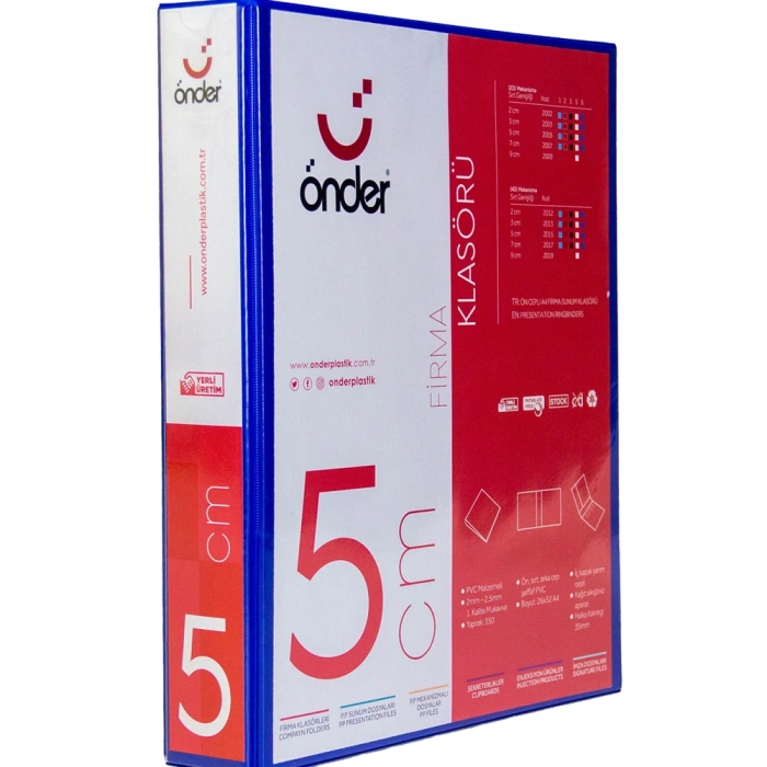 Önder Sunum Klasörü 4 Halkalı 50 MM A4 Lacivert 2015-6