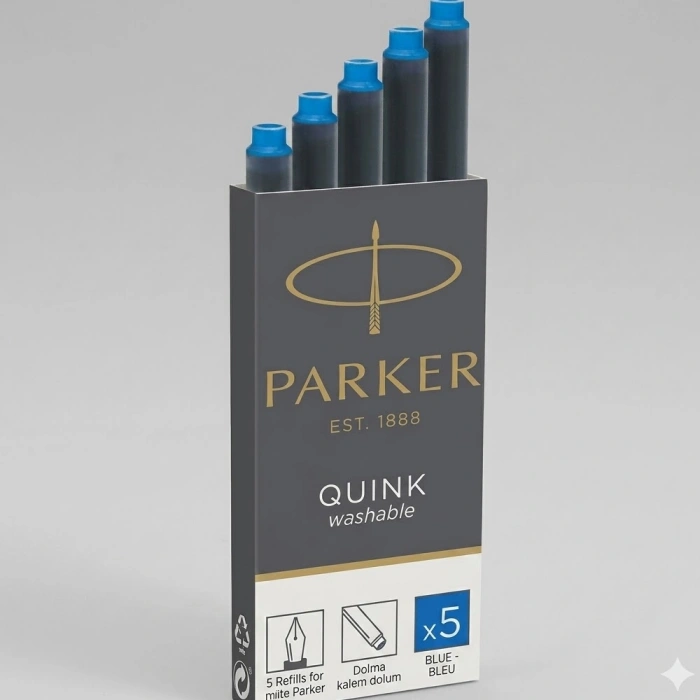 Parker Dolma Kalem Kartuşu Quink 5 Li Yıkanabilir Mavi