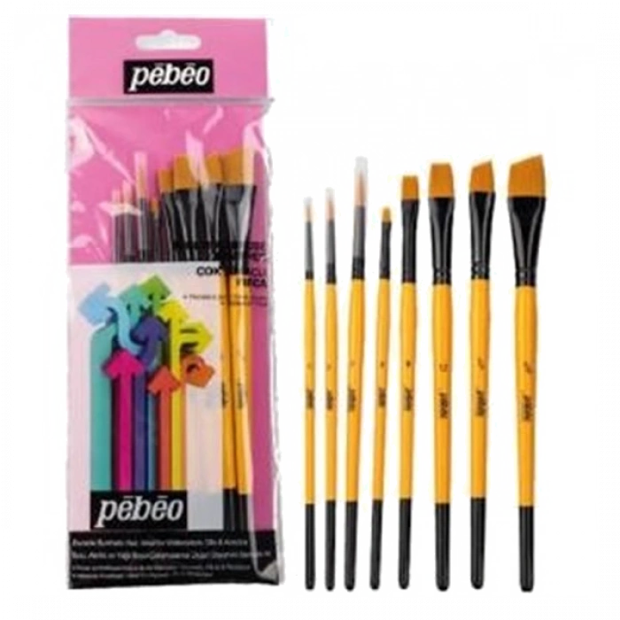 Pebeo Fırça Seti Angular-Kesik Uç-Sulu Boya 8 Li SET-6