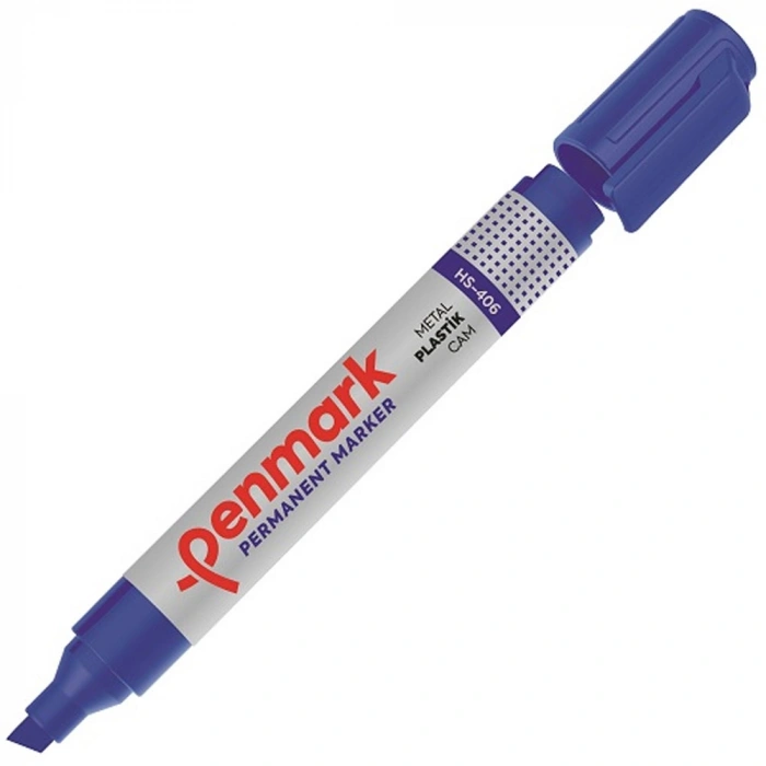 Penmark Markör Permanent Kesik Uç Mavi HS-406