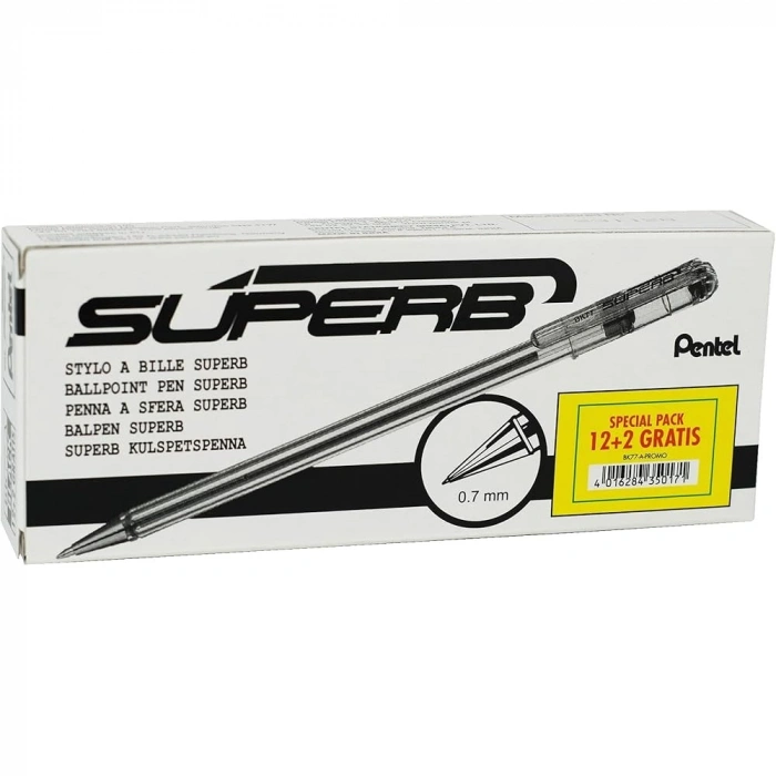 Pentel Tükenmez Kalem 0.7 MM 12+2 Adet Siyah
