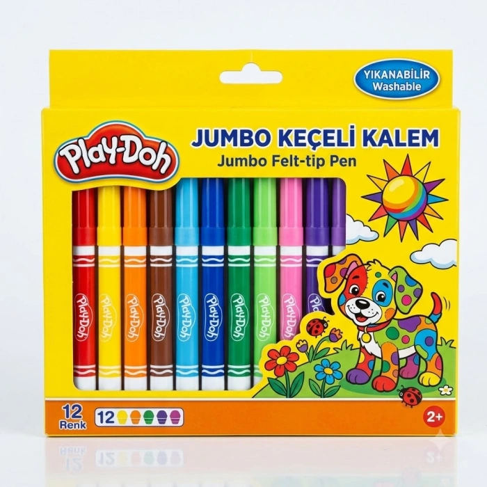 Play-Doh Keçeli Kalem 12 Renk Jumbo 7 MM Play-ke024