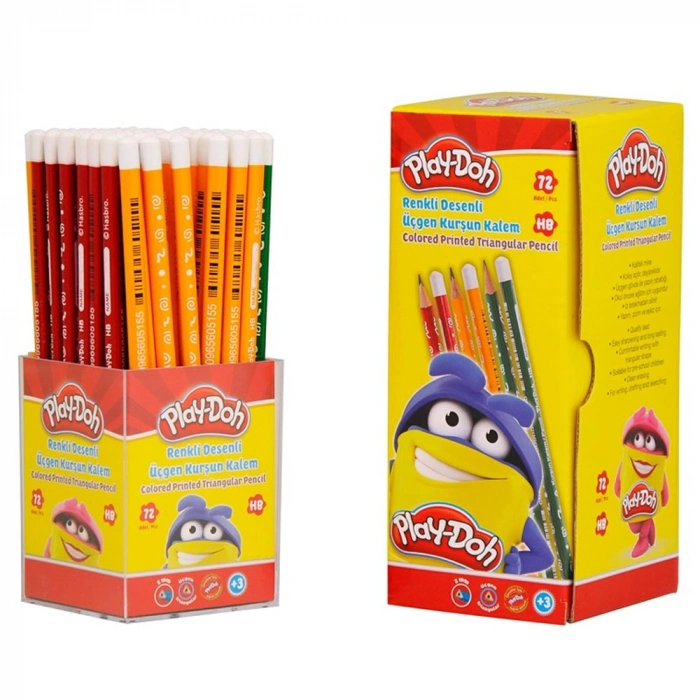 Play-Doh Kurşun Kalem Renkli Üçgen 72 Li Stand PLAY-KK006