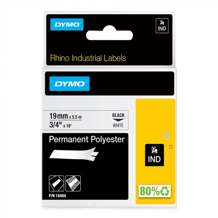 Rhinopro Sabitpolyster Şerit 19mmx5.5m Beyaz/Siyah 18484