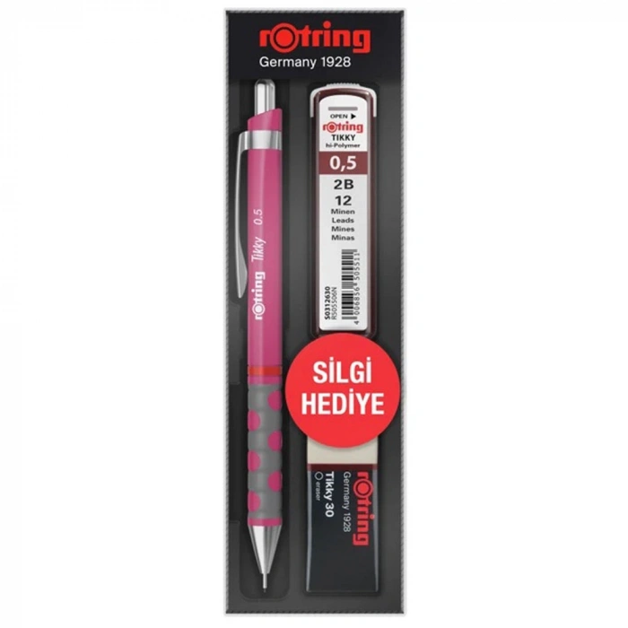 Rotring Okul Seti Tikky Rd 0.5+Min Silgi Hediyeli Ahududu Pembe