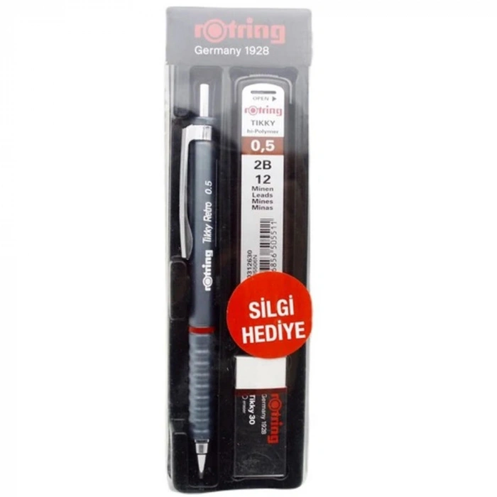 Rotring Okul Seti Tikky Retro 0.5+Min Silgi Hediyeli Gri