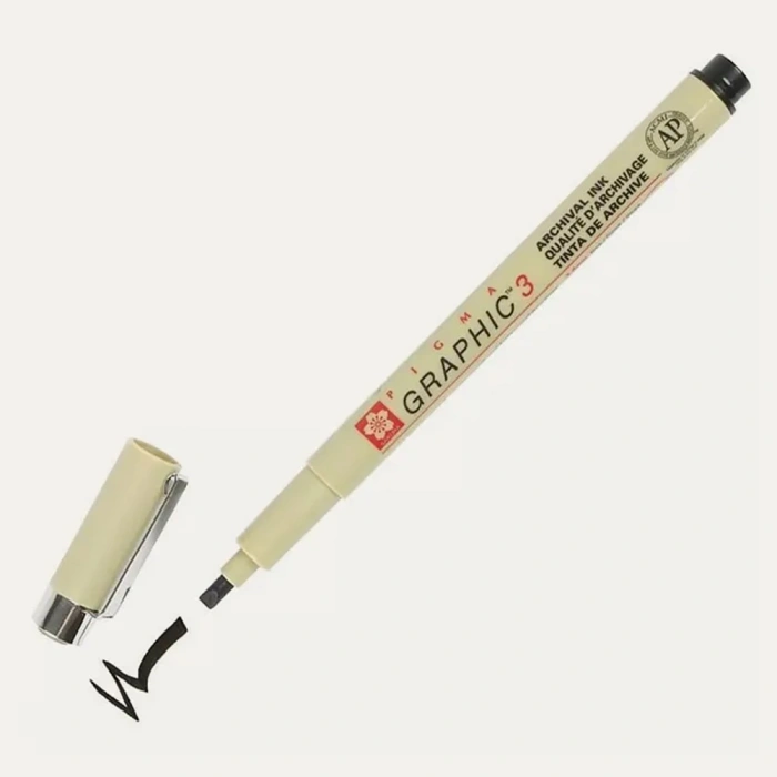 Sakura Pıgma Çizim Kalemi Graphic 2 Düz Kesik 0.30 MM Siyah xSDK02