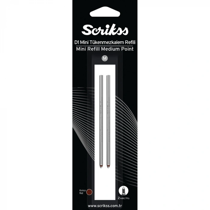 Scrikss D1 Tükenmez Medium Kısa Refil Kırmızı Bls