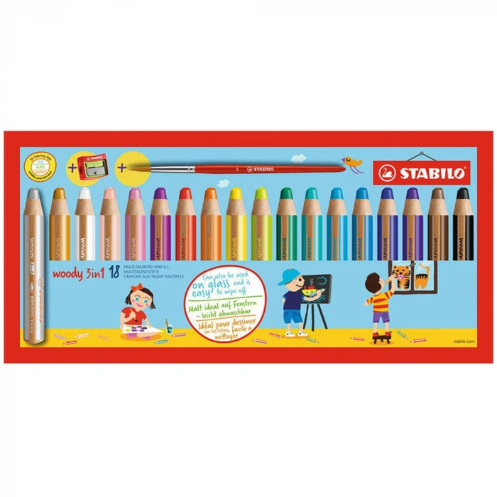 Stabilo Woody 3 in1 18 Li Kalemtıraş+fırça