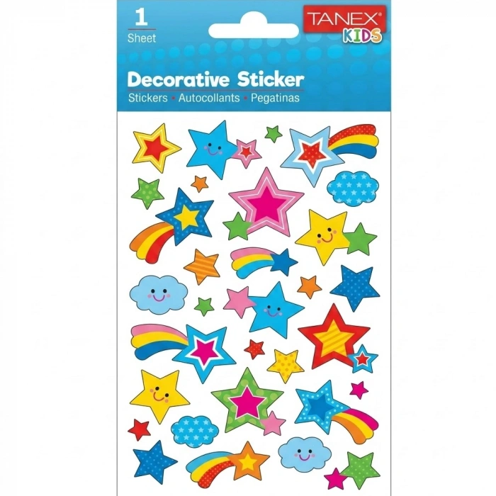 Tanex Stickers Eu Puffy Damla Etiket Kuyruklu Yıldız Serisi 5 Ad. Tnx-25013