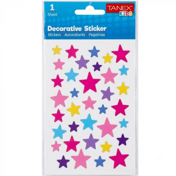 Tanex Stickers Eu Puffy Damla Etiket Yıldız Serisi 6 Ad.Tnx-25017