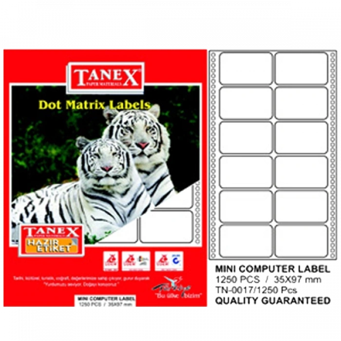Tanex Sürekli Form Etiket 1250 Lİ 35x97 TN 0017