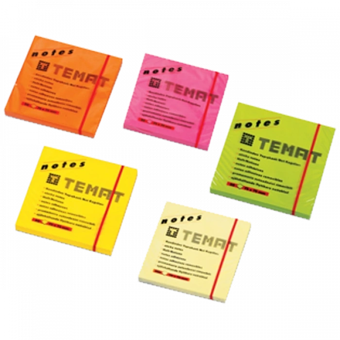 Temat Yapışkanlı Not Kağıdı 75x75 MM Fosforlu Yeşil 10935