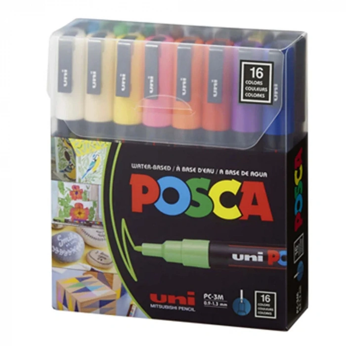 Uni-Ball Posca 0.9-1.3 Su Bazlı Boyama Markörü 16 Lı PC-3M/16C