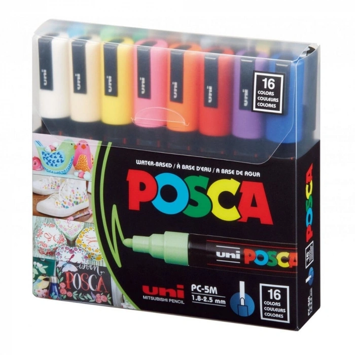 Uni-Ball Posca 1.8-2.5 Su Bazlı Boyama Markörü 16 Lı PC-5M/16C