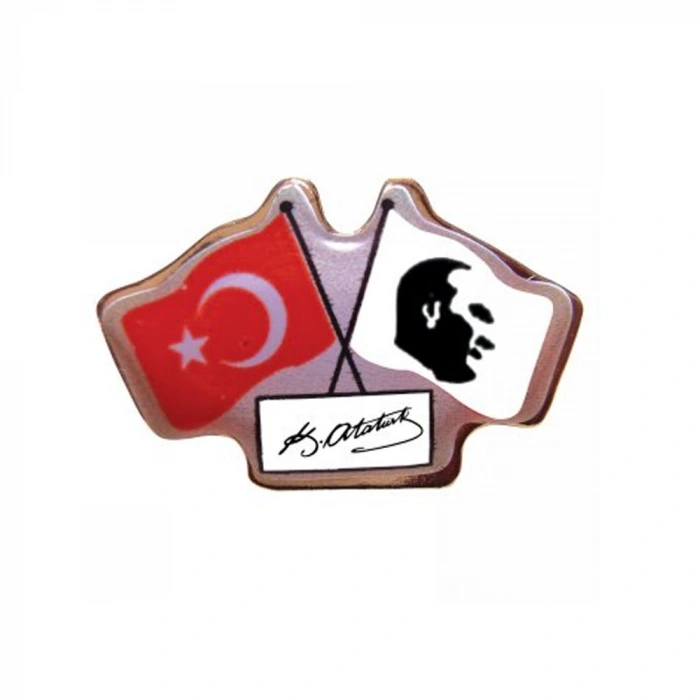 Vatan Rozet İkili Bayraklı Atalı İmza VT627