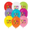 Balonevi Balon 4+0 Süperstar Birthday Baskılı 12 8 Li