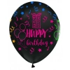 Balonevi Çepeçevre Floresan Happy Birthday Siyah Balon 100 Lü