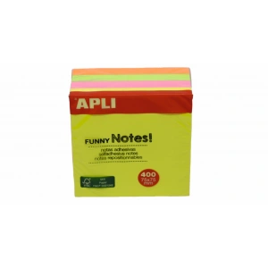 Apli Yapışkanlı Not Kağıdı 4 Renk Funny 400 YP 75x75 Neon Küp 10974