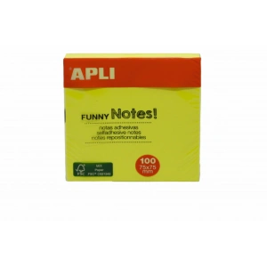 Apli Yapışkanlı Not Kağıdı Sarı Funny 100 YP 75x75 11897