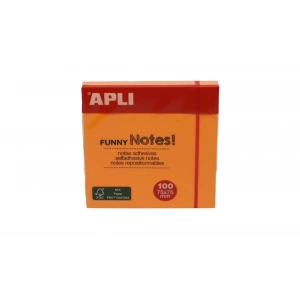 Apli Yapışkanlı Not Kağıdı Turuncu Funny 100 YP 75x75 11900