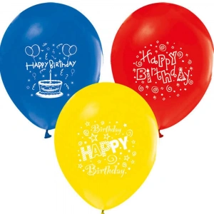 Balonevi Balon 1+1 Happy Birthday Party Baskılı 12 İncPastel 100 Lü