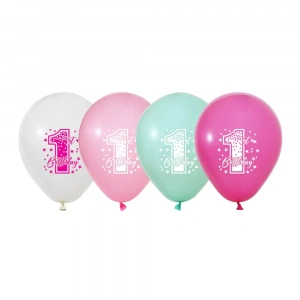Balonevi Balon 1+1 Pink Stars Baskılı 12 Pastel 100 Lü