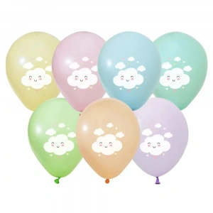 Balonevi Balon 4+0 Gökkuşağı Bulut Baskılı 12 8 Li