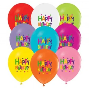 Balonevi Balon 4+0 Süperstar Birthday Baskılı Pastel 100 Lü