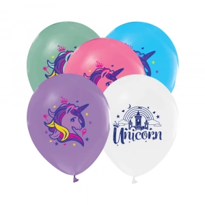 Balonevi Balon 4+1 Rainbow Unicorn Baskılı 12 8 Li