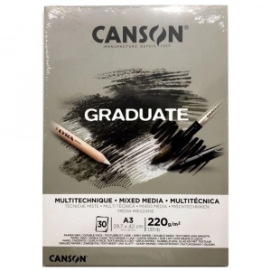 Canson Çizim Bloğu Graduate Mix Media Gri 30 Syf A3 220 GR