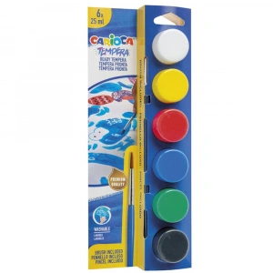 Carioca Tempera Sulu Boya Süper Yıkanabilir Fırçalı 25 ML 6 Renk 40433