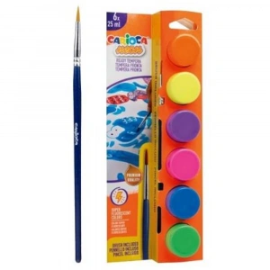Carioca Tempera Sulu Boya Süper Yıkanabilir Fırçalı 25 ML 6 Renk Fosforlu 40486