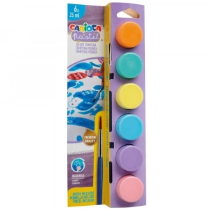 Carioca Tempera Sulu Boya Süper Yıkanabilir Fırçalı 25 ML 6 Renk Pastel 40485
