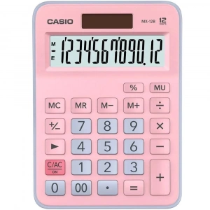 Casio Hesap Makinesi Masaüstü 12 Hane Açık Pembe+Açık Mavi l MX-12B-PKLB