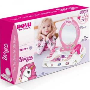 Dolu Oyuncak Unicorn Masaüstü Aynalı Güzellik Seti