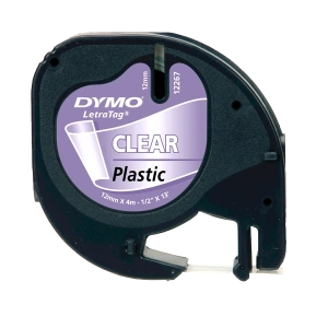 Dymo Letratag Şerit Plastik 12 MMx4 MT Şeffaf Üzerine Siyah 12267