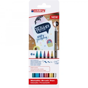 Edding Fırça Uçlu Kalem Metalik 6 Lı Set