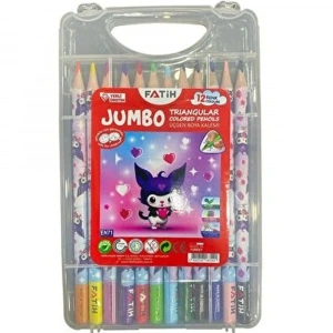 Fatih Hello Kids Jumbo Üçgen K.Boya 12 Renk Çantalı