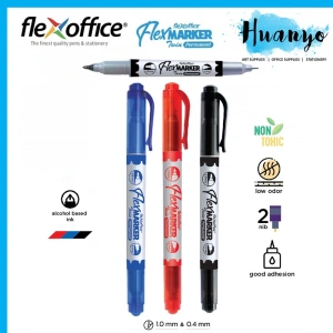 Flexoffice Permanent Marker Çift Taraflı Siyah Mürekkep 12 Lİ FO-PM07