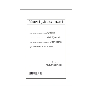 Gülpaş Öğrenci Çağırma Belgesi 8x17 460